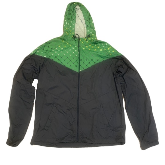 Hurley Men's Green & Grey Color Block Windbreaker Jacket - Size XL - Picture 1 of 6